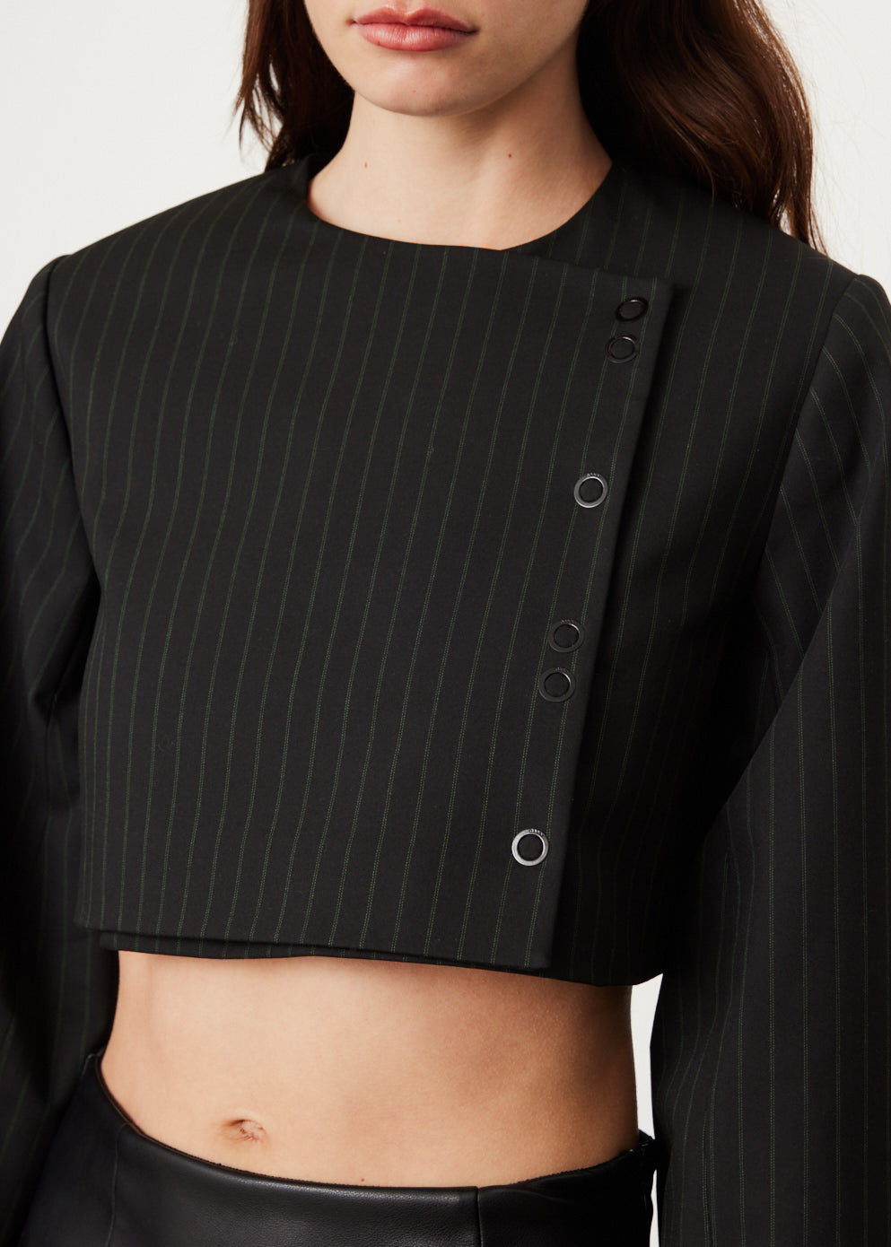 Stretch Stripe Cropped Blazer