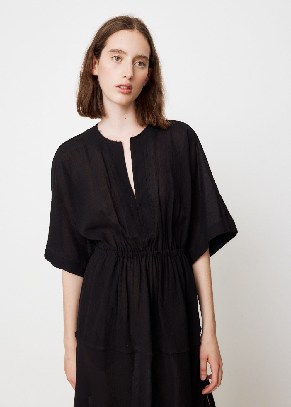 Gauze Roll Sleeve Dress