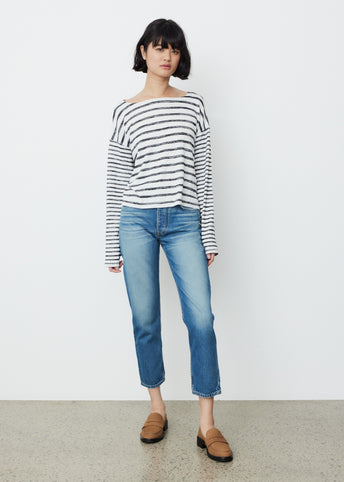 Knit Stripe Boatneck Long Sleeve