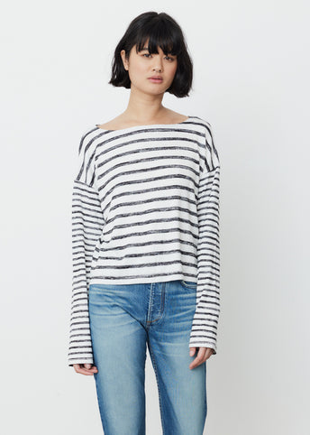 Knit Stripe Boatneck Long Sleeve