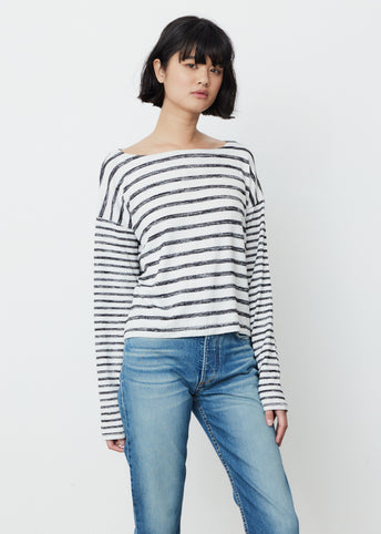 Knit Stripe Boatneck Long Sleeve