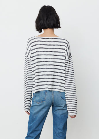 Knit Stripe Boatneck Long Sleeve