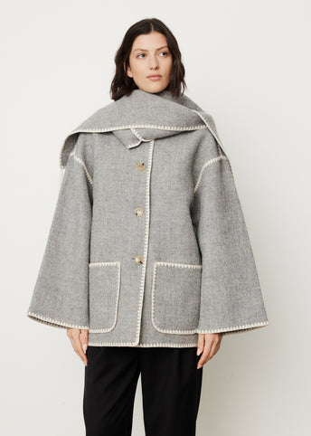 ジャケット Embroidered Scarf Jacket Embroidered scarf jacket dark grey mélange – TOTEME