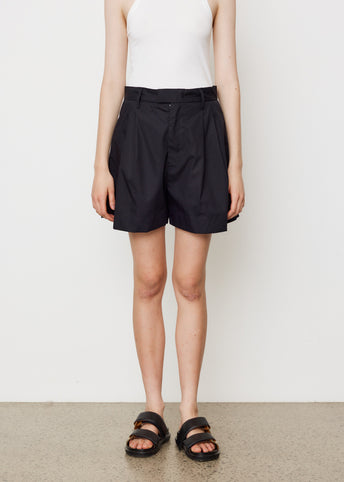 Poplin Pleated Mini Shorts