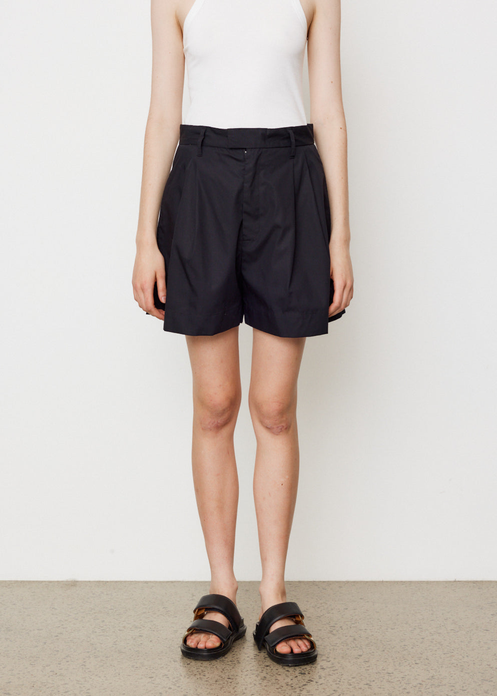 Poplin Pleated Mini Shorts