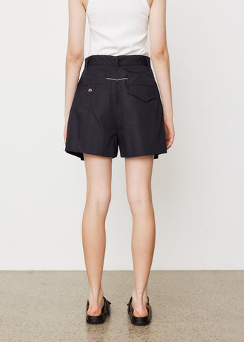 Poplin Pleated Mini Shorts