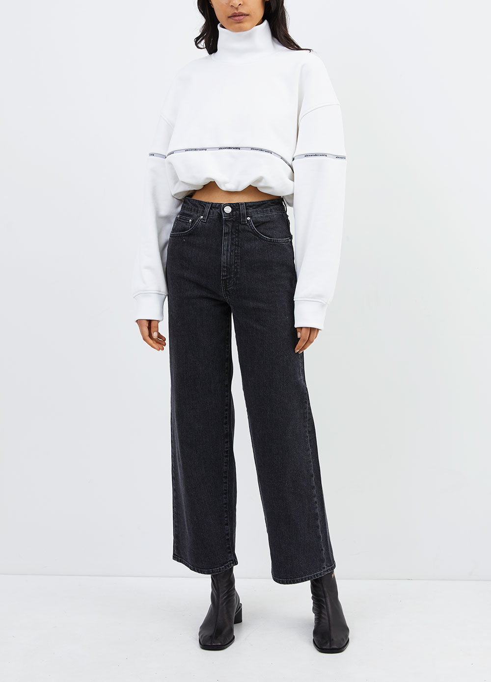 Crop Bubble Hem Sweatshirt