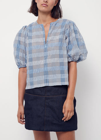 Seersucker Check Blouse