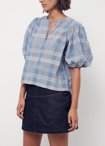 Seersucker Check Blouse
