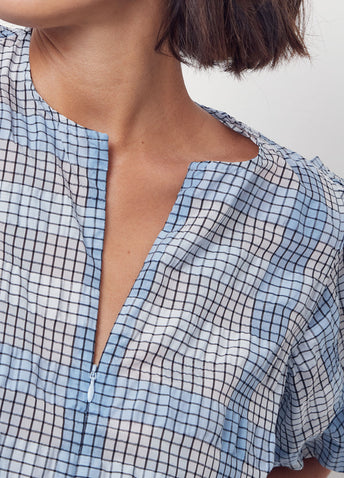 Seersucker Check Blouse