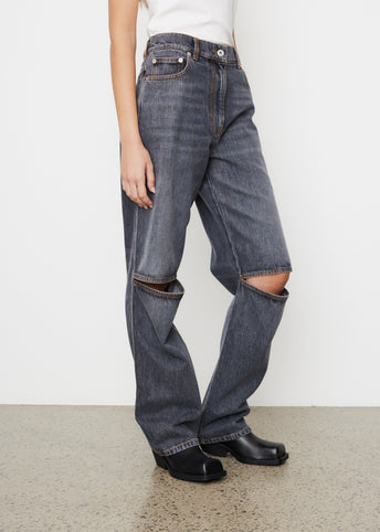 Cut Out Knee Bootcut Jeans