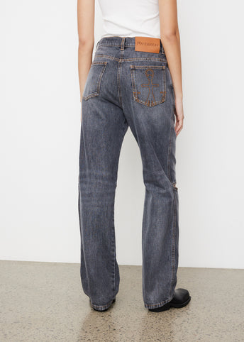 Cut Out Knee Bootcut Jeans