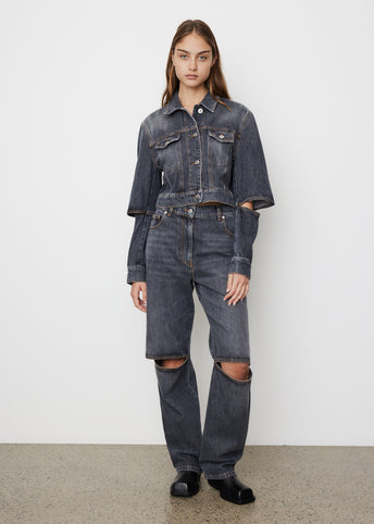 Cut Out Knee Bootcut Jeans