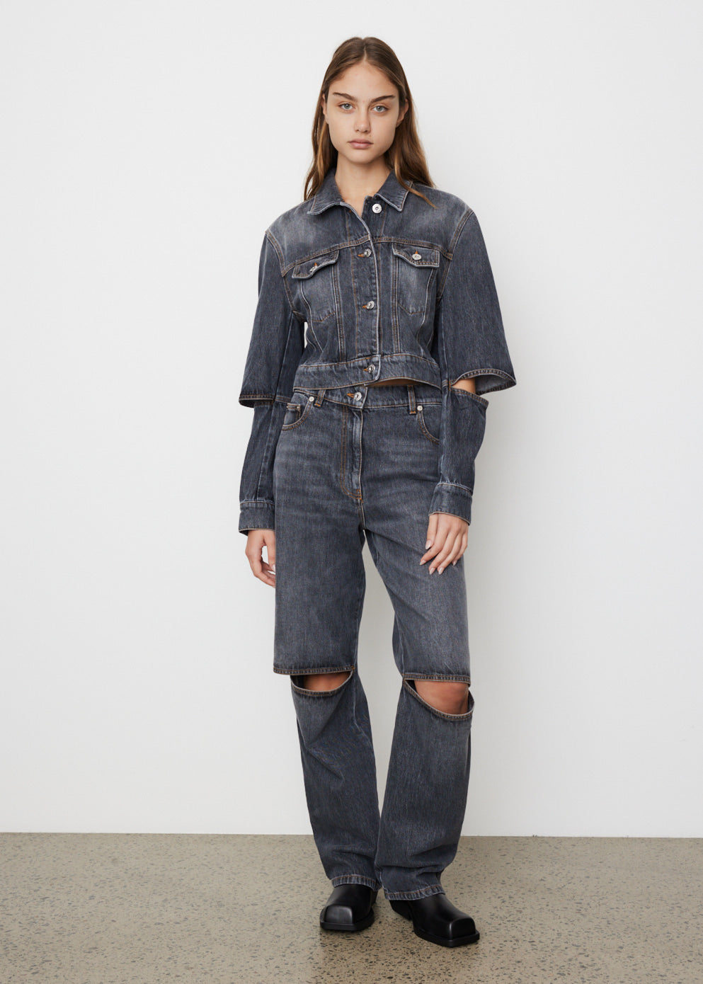 Cut Out Knee Bootcut Jeans