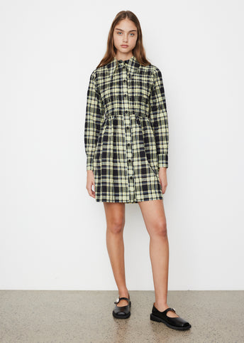 Seersucker Check Smock Shirt Dress