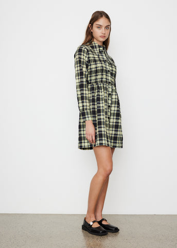 Seersucker Check Smock Shirt Dress