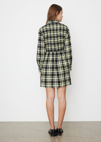 Seersucker Check Smock Shirt Dress
