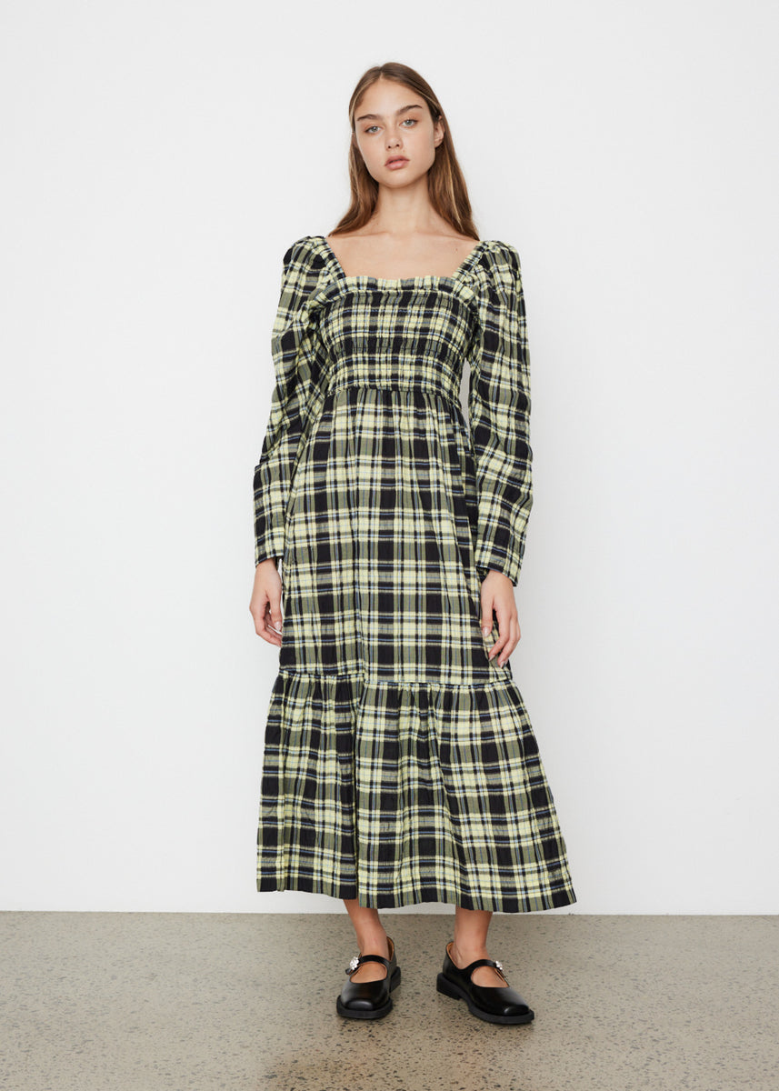 Ganni seersucker maxi dress outlet